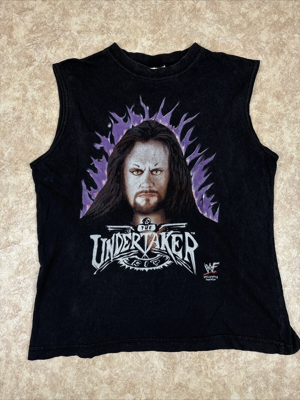 VTG WWF The Undertaker RIP Shirt Black YOUTH KIDS Sleeveless *See Measurements